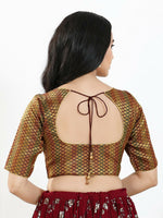 Thumbnail for Joban Fashion Dark Maroon Brocade Padded Blouse With Sweetheart Neck Elbow Sleeves