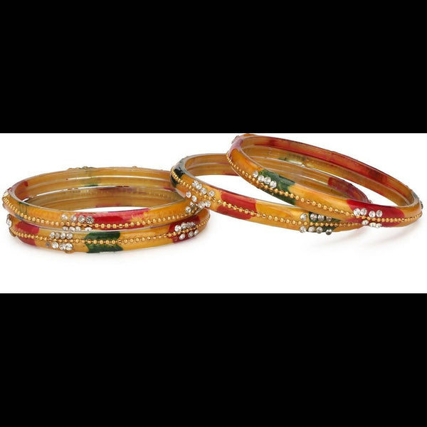 Afast Bridal Wedding & Party Fashionable Colorful Glass Bangle/Kada Set, Pack Of 4 - Multicolor - Distacart
