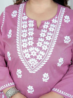 Thumbnail for Miravan Womens Plus Size Pink Embroidered Kurta With Palazzo - Distacart