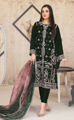 Thumbnail for Anaita Green Velvet Suit with Embroidery Sequence Work