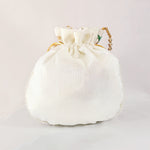 Thumbnail for JS Fashion Bridal Silk Brocade Potli Bag with Pearl Border & Beaded Handle - Distacart
