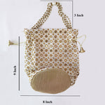 Thumbnail for JS Fashion Cream & Gold Embroidered Potli Bag with Bead Work - Dista