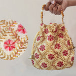 Thumbnail for JS Fashion Embroidered Handcrafted Wedding Potli Bag with Beads - Dista