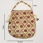 Thumbnail for JS Fashion Embroidered Handcrafted Wedding Potli Bag with Beads - Dista