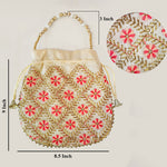 Thumbnail for JS Fashion Embroidered Handcrafted Wedding Potli Bag with Beads - Dista