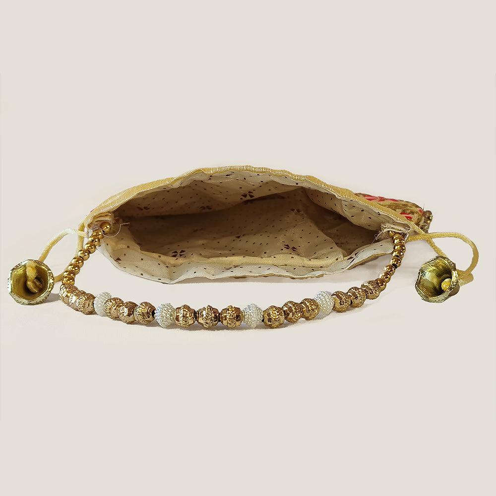 JS Fashion Embroidered Handcrafted Wedding Potli Bag with Beads - Dista