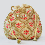Thumbnail for JS Fashion Embroidered Handcrafted Wedding Potli Bag with Beads - Dista