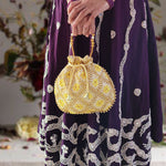 Thumbnail for JS Fashion Embroidered Handcrafted Wedding Potli Bag with Beads