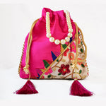 Thumbnail for JS Fashion Embroidered Handcrafted Wedding Potli Bag with Beads