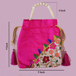 Thumbnail for JS Fashion Embroidered Handcrafted Wedding Potli Bag with Beads