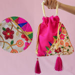 Thumbnail for JS Fashion Embroidered Handcrafted Wedding Potli Bag with Beads