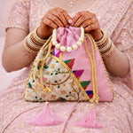 Thumbnail for JS Fashion Embroidered Handcrafted Wedding Potli Bag with Beads
