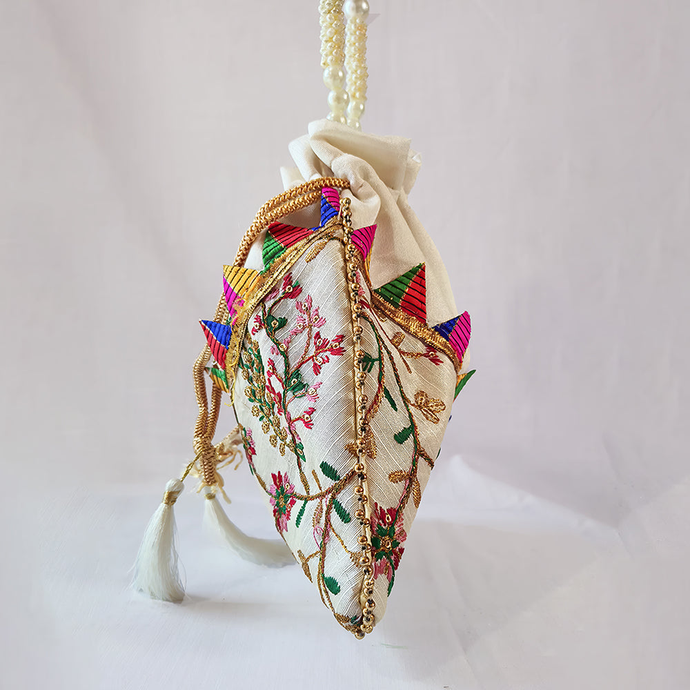 JS Fashion Embroidered Handcrafted Wedding Potli Bag with Beads