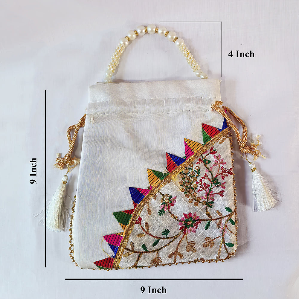 JS Fashion Embroidered Handcrafted Wedding Potli Bag with Beads