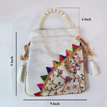 Thumbnail for JS Fashion Embroidered Handcrafted Wedding Potli Bag with Beads