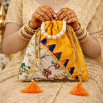 Thumbnail for JS Fashion Embroidered Handcrafted Wedding Potli Bag with Beads