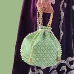 Thumbnail for JS Fashion Embroidered Handcrafted Wedding Potli Bag with Beads - Dista