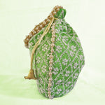 Thumbnail for JS Fashion Embroidered Handcrafted Wedding Potli Bag with Beads - Dista