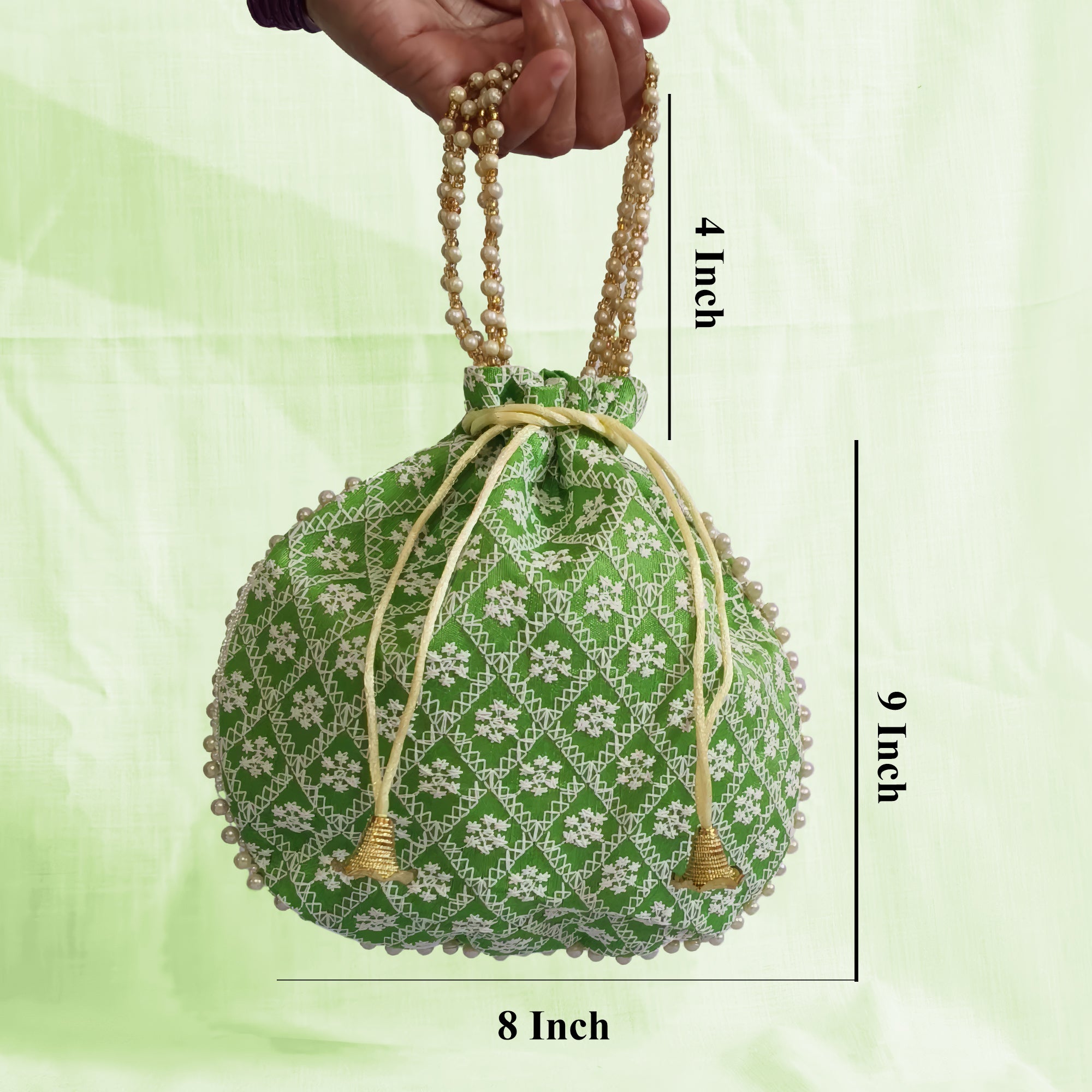JS Fashion Embroidered Handcrafted Wedding Potli Bag with Beads - Dista