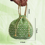 Thumbnail for JS Fashion Embroidered Handcrafted Wedding Potli Bag with Beads - Dista