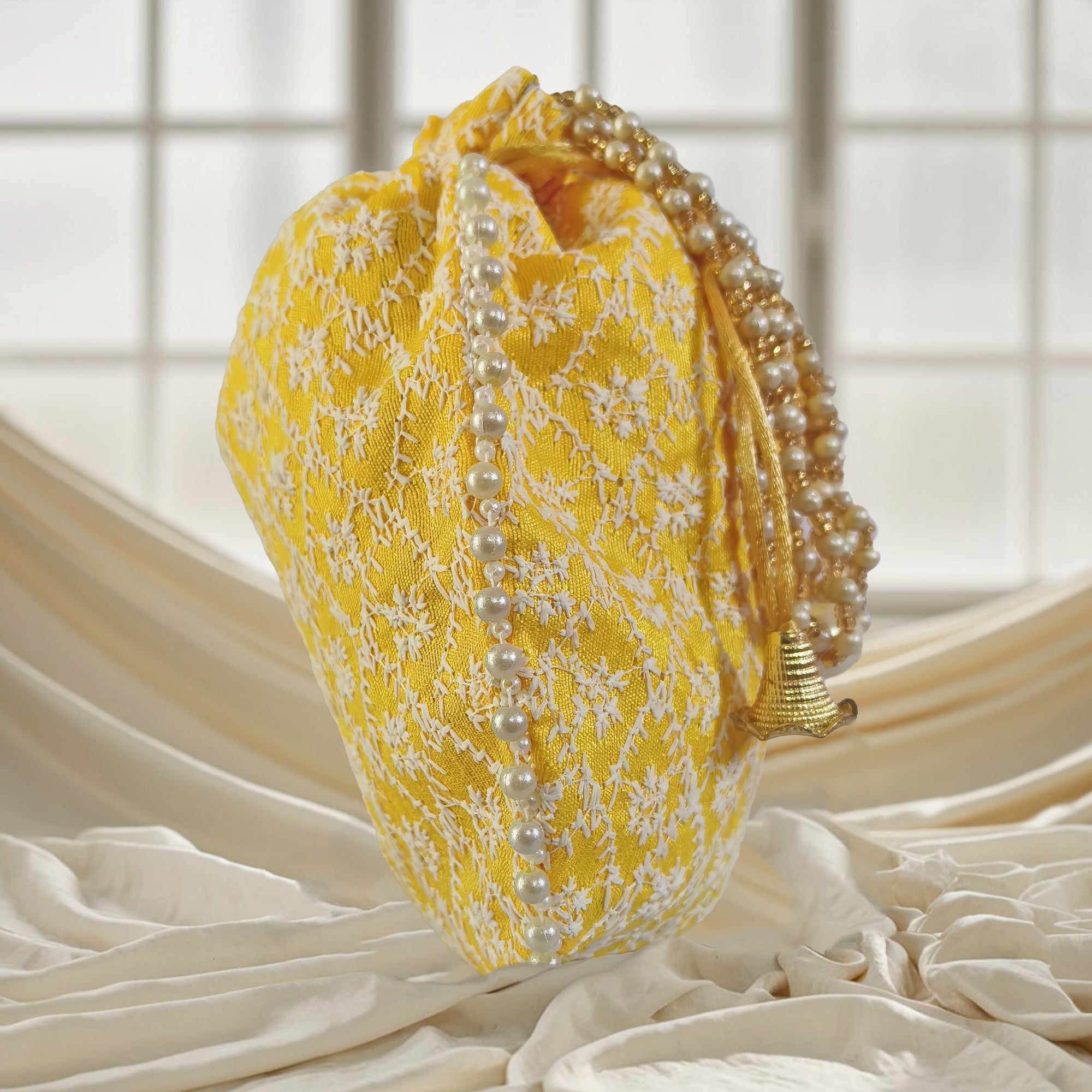 JS Fashion Embroidered Handcrafted Wedding Potli Bag with Beads - Dista