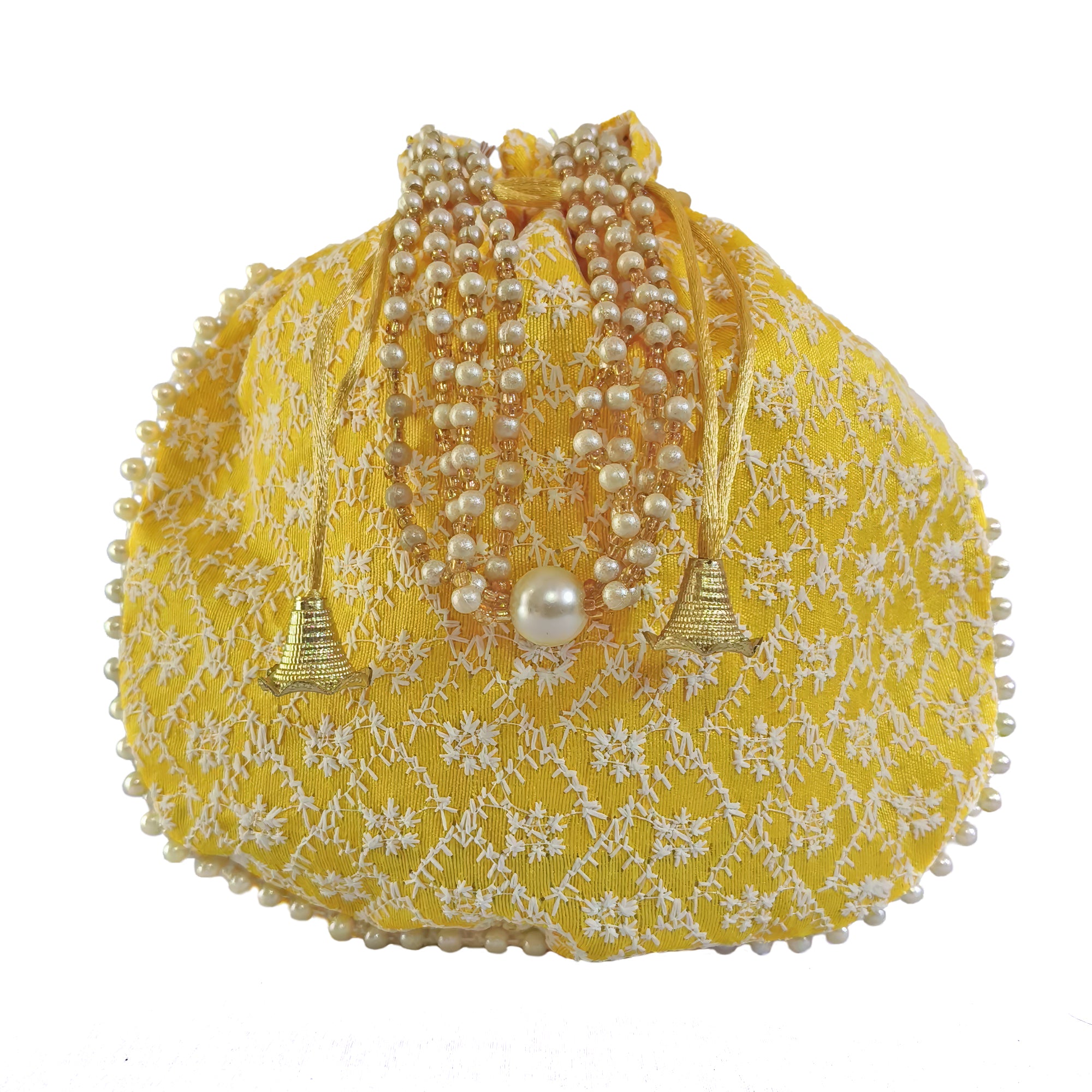 JS Fashion Embroidered Handcrafted Wedding Potli Bag with Beads - Dista