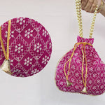 Thumbnail for JS Fashion Embroidered Handcrafted Wedding Potli Bag with Beads - Dista