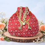 Thumbnail for JS Fashion Embroidered Handcrafted Wedding Potli Bag with Beads