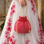 Thumbnail for JS Fashion Embroidered Handcrafted Wedding Potli Bag with Beads