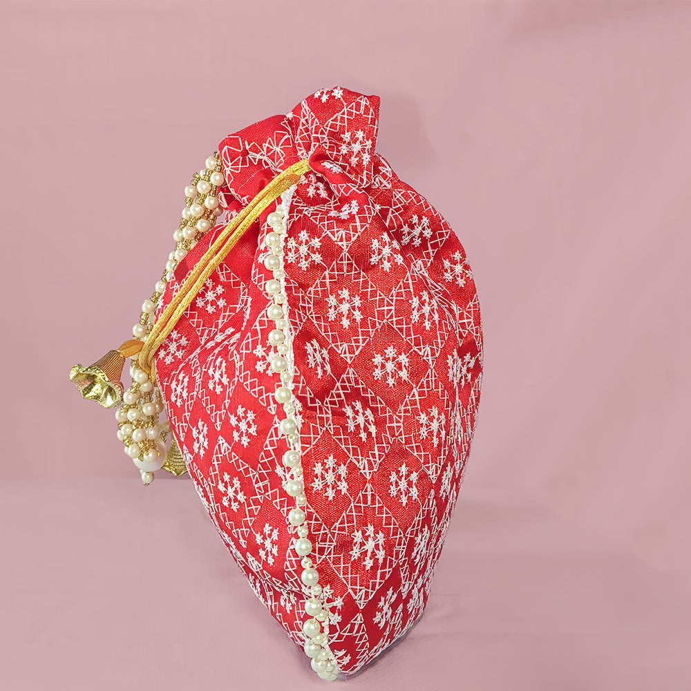 JS Fashion Embroidered Handcrafted Wedding Potli Bag with Beads