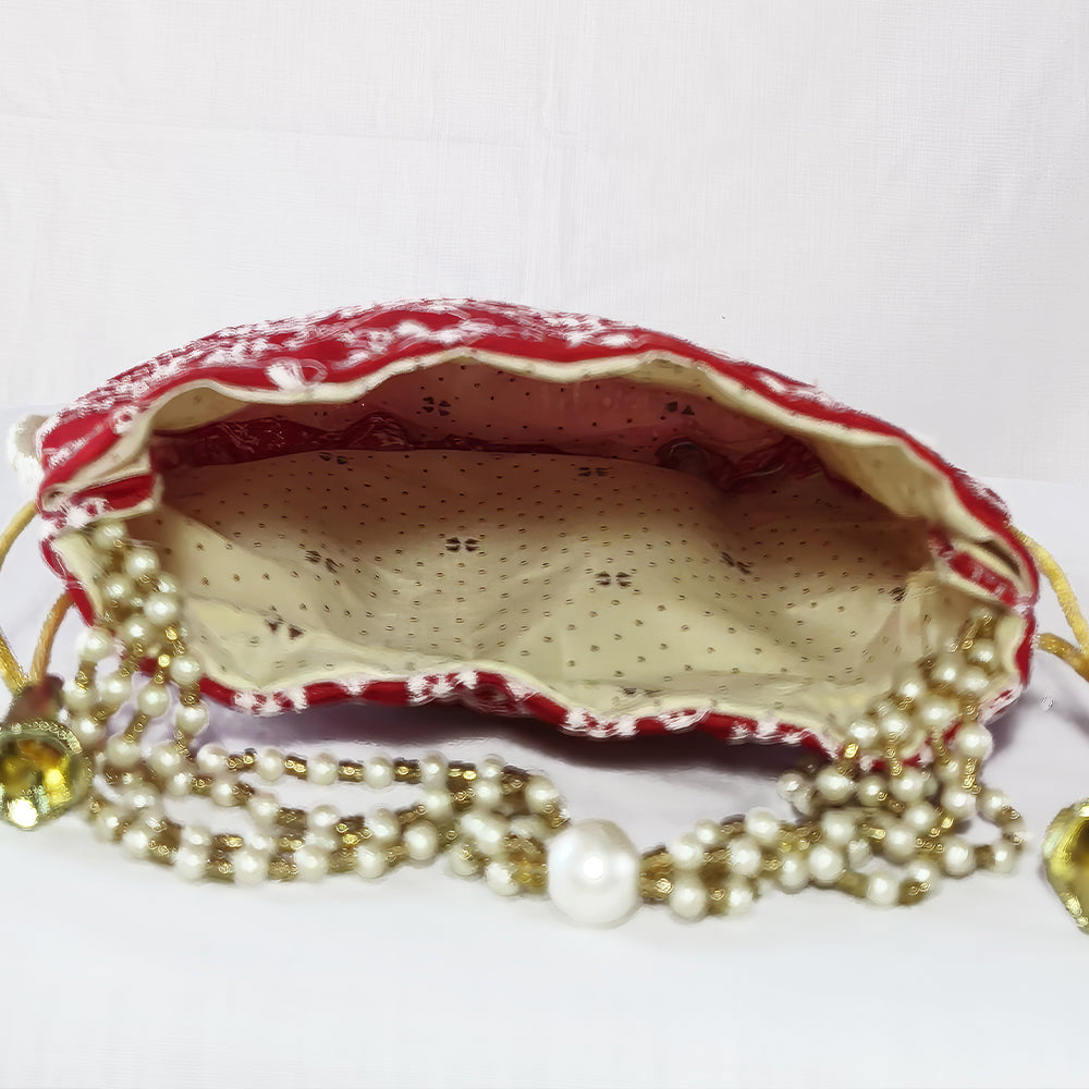 JS Fashion Embroidered Handcrafted Wedding Potli Bag with Beads