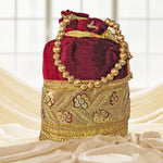 Thumbnail for JS Fashion Silk Designer Potli Bag for Women with Golden Embroidery & Pearl Handle - Distacart