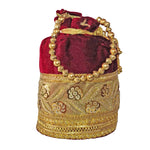 Thumbnail for JS Fashion Silk Designer Potli Bag for Women with Golden Embroidery & Pearl Handle - Distacart