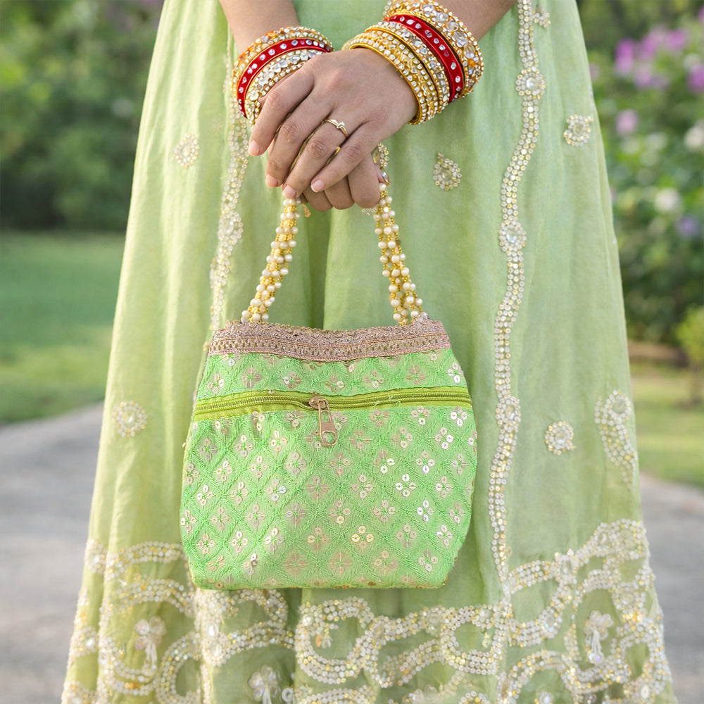 JS Fashion Wedding Potli Bag for Women with Drawstring Closure