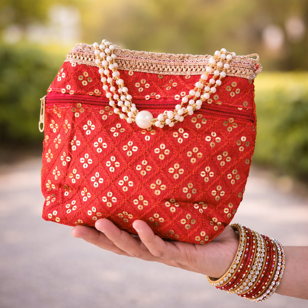 JS Fashion Wedding Potli Bag for Women with Drawstring Closure