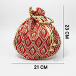Thumbnail for JS Fashion Embroidered Handcrafted Wedding Potli Bag with Beads - Dista