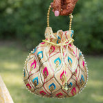 Thumbnail for JS Fashion Embroidered Handcrafted Wedding Potli Bag with Beads - Dista