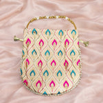 Thumbnail for JS Fashion Embroidered Handcrafted Wedding Potli Bag with Beads - Dista