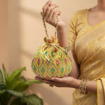 Thumbnail for JS Fashion Embroidered Handcrafted Wedding Potli Bag with Beads