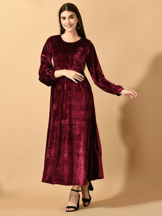 Myshka Women's Violet Fit and Flare Party Dress - Distacart