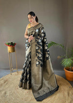 Thumbnail for Preksha Creation Banarasi Soft Silk Women Black Saree - Distacart