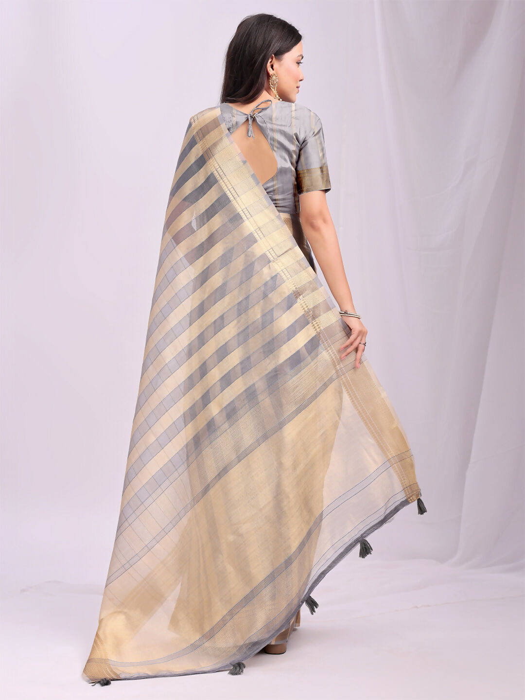 Astita Organza Grey Saree