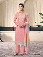 Thumbnail for Anaita Peach Moonga Silk Stitched Suit with Embroidery Sequence Work - Distacart