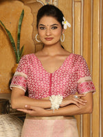 Thumbnail for Astita Pink Linen Saree