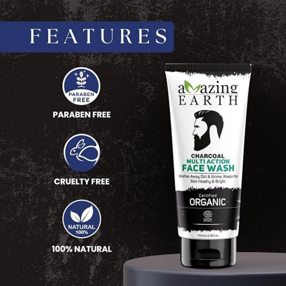 Amazing Earth Certified Organic Activated Charcoal Face Wash