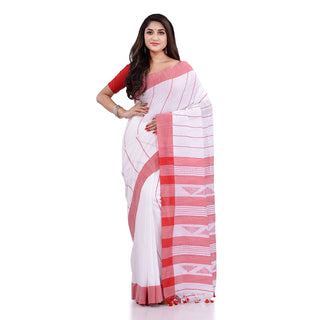 Piyari Fashion Handloom White Cotton Saree