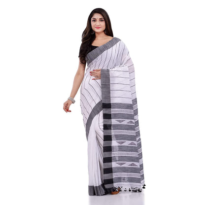 Piyari Fashion Handloom White Cotton Saree - Distacart