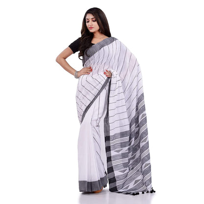 Piyari Fashion Handloom White Cotton Saree - Distacart