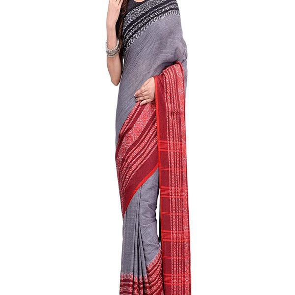 Piyari Fashion Handloom Grey Cotton Begampuri Saree