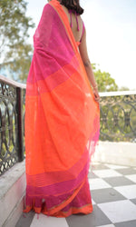 Thumbnail for Piyari Fashion Handloom Cotton Blend Rani Pink Sequin Saree